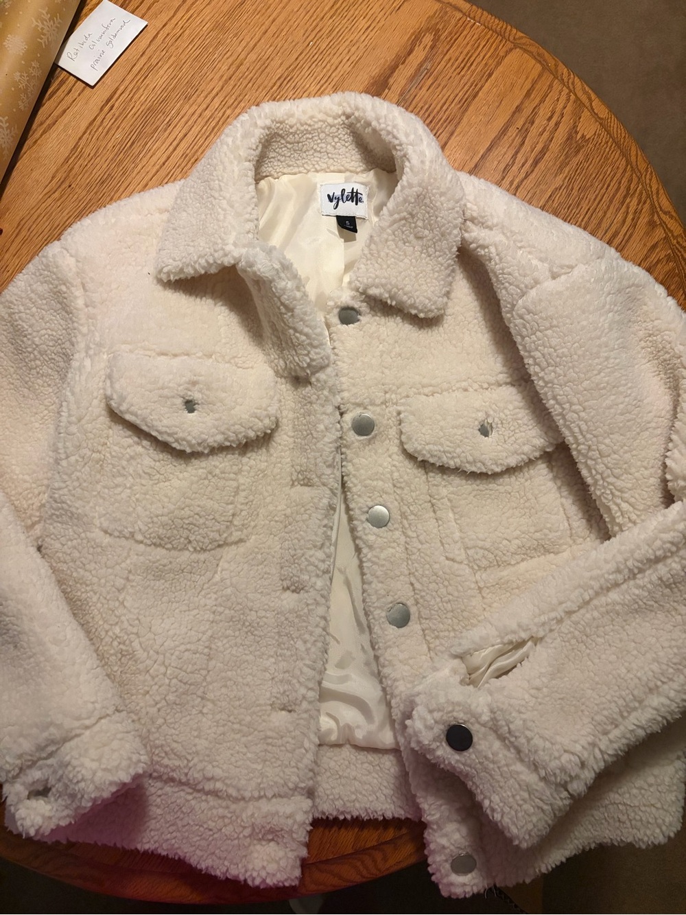 White fluffy trucker jacket